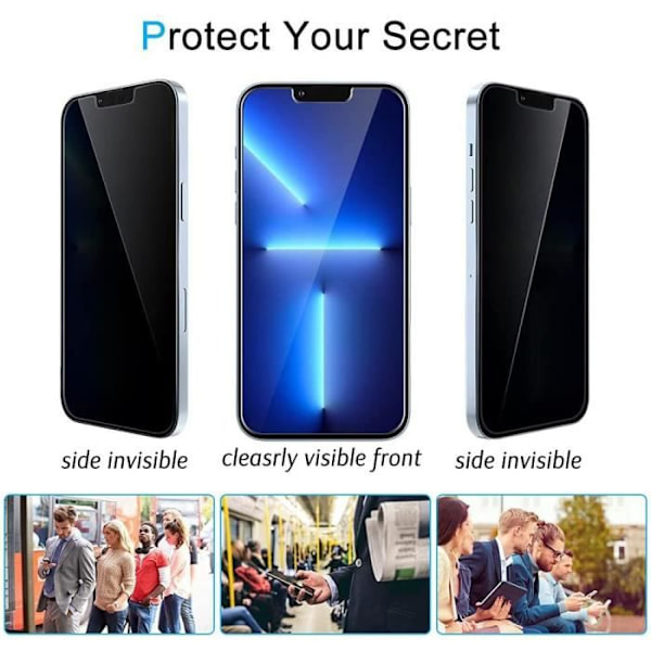 PROSHOP Anti-Spy skärmskydd i härdat glas för iPhone 13 (6.1") - 3-pack Svart