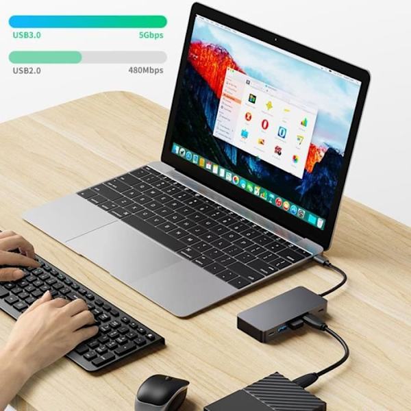 Adaptör Hub 7 i 1 - BOOLING - USB-C till Dubbel HDMI 4K - 3 USB 3.0-portar - PD-laddning 100W - Aluminium