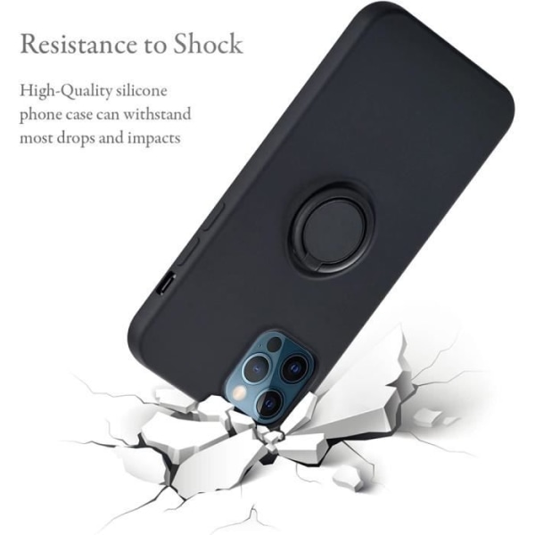 Skal till iPhone 15 Pro Max, svart färgskydd med ringstöd