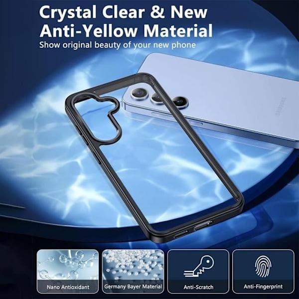 Mobilskal - Samsung - Galaxy S24 Plus - Repellerande skydd - Transparent bakstycke - Svart ram Transparent, svart