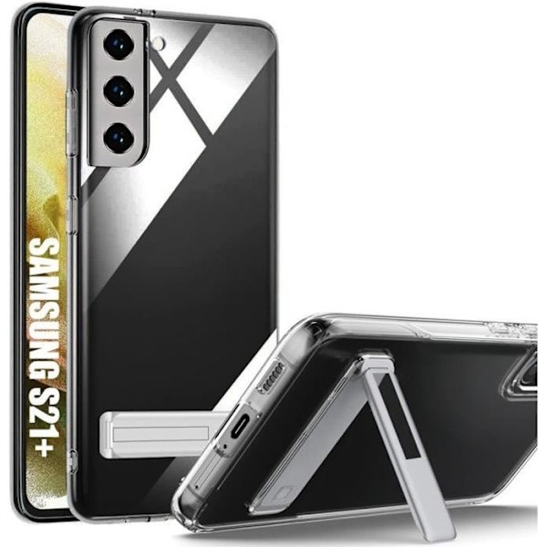 Transparent silikonfodral för Samsung Galaxy S21+ - S21 Plus med 95° justerbart stativ Transparent