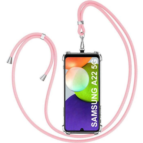 Skyddande Skal - PROSHOP - Samsung Galaxy A22 5G - Transparent-Rosa - Sval - Repellerande Transparent-rosa