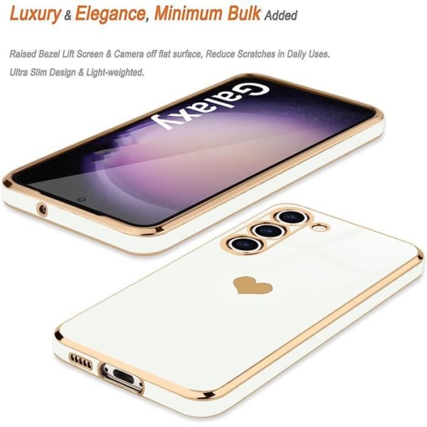 Samsung Galaxy S22 Hjärtmönster Anti-repa Mjuk TPU Lyxfodral - Vit Vit