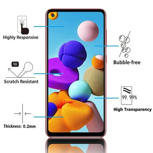 Skärmskydd - VCOMP - Samsung Galaxy A21S 6.5" - Härdat glas - Svart - Represistent SVART