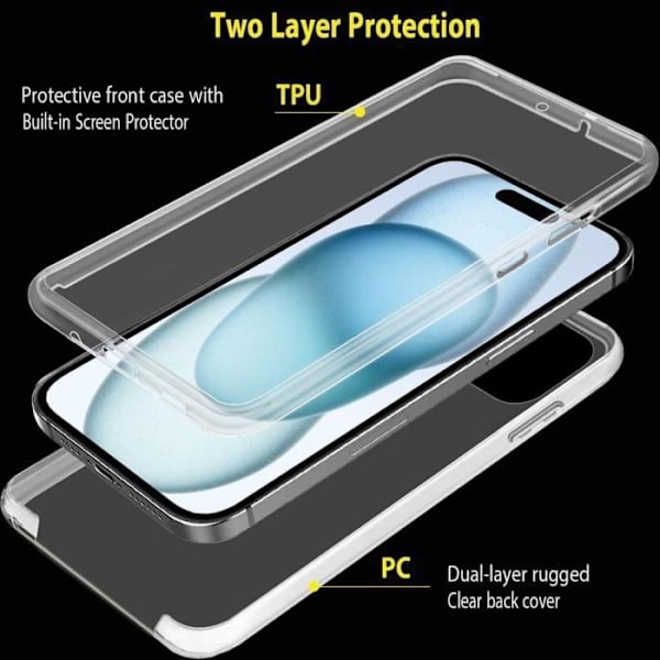 Skyddsskal - Heltäckande skal - iPhone 16 Plus - Stötsäker - Transparent - 360° Transparent