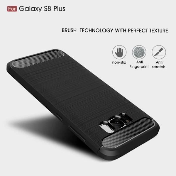För Samsung Galaxy S8+-SM-G955F, Stötsäkert fodral mot kolfibermönster Smal mjuk silikon TPU gelskydd - Marinblå