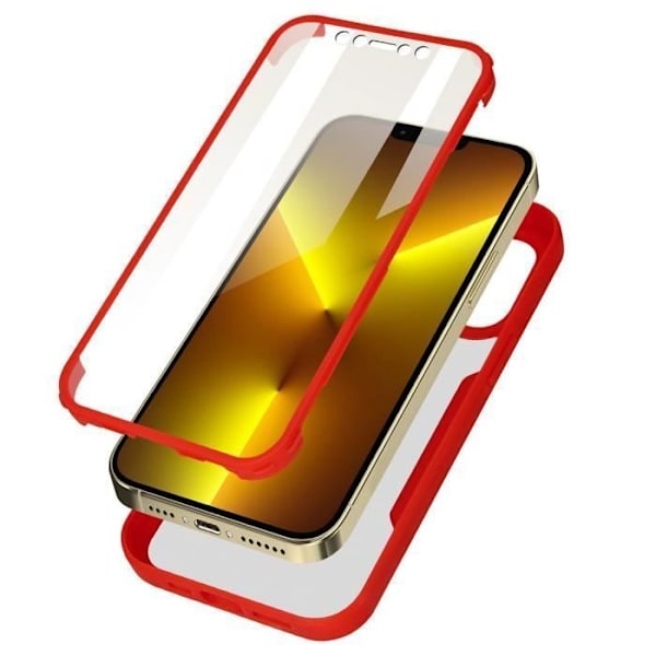 Heltäckande skyddsskal - PROSHOP - iPhone 13 Pro Max - TPU Röd - 360 grader - Semihård Transparent