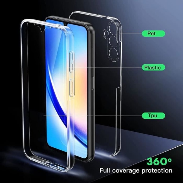 Mjukt 360 skyddsfodral för Samsung Galaxy A34 5G - BOOLING - Genomskinlig - Stötsäker Transparent