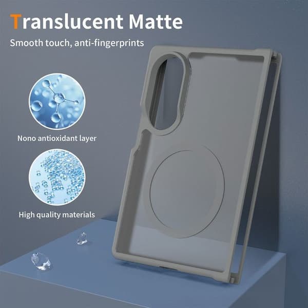 Skydd för Samsung Galaxy Z Fold 8, Stötsäker med Magnetring - Halvtransparent Grå Grå