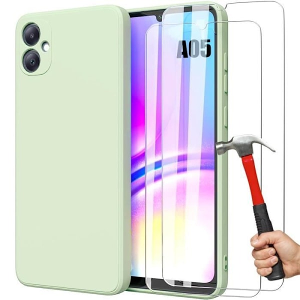 Skydd för Samsung Galaxy A05 - Stötsäker - Slim - Matt Grön - Inkluderar 2 Härdade Glas Grön