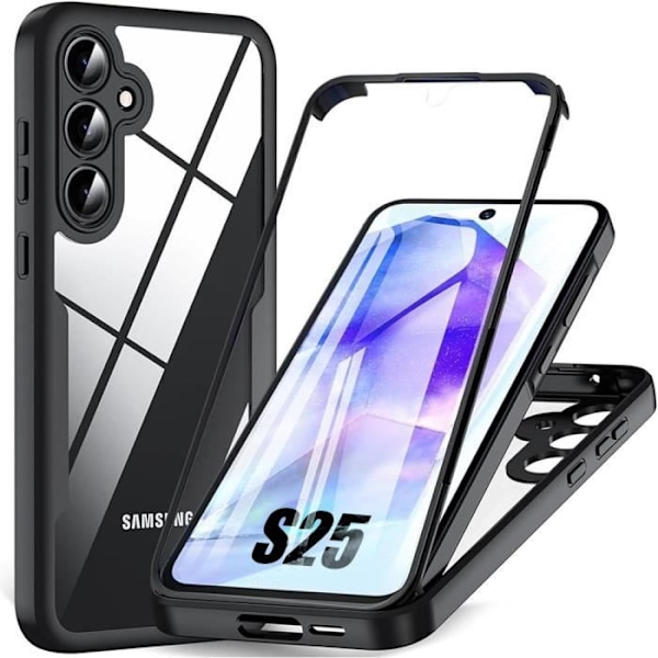 Fodral till Samsung Galaxy S25 - Svart Hård Anti-Scratch 360 graders helkroppsskydd Robust