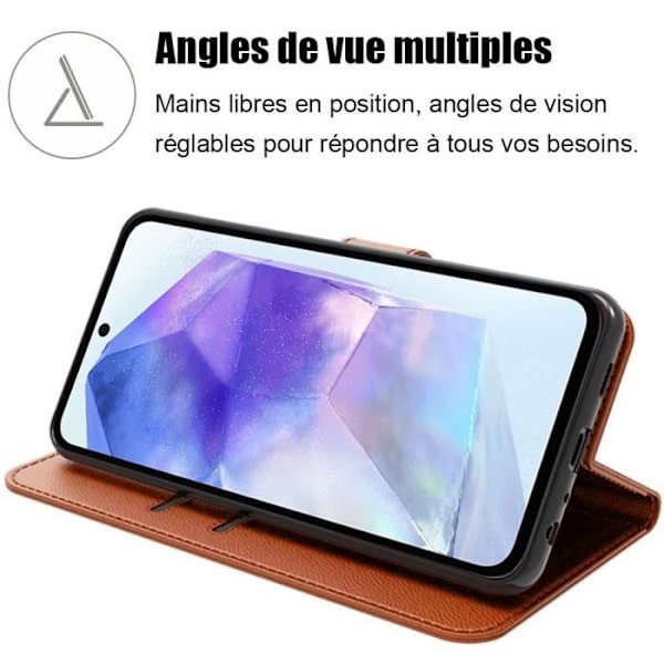 Skyddskal - BOOLING - Samsung Galaxy A55 5G - Läderlook - Stötsäker - Brun kastanj