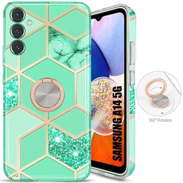 Coque - BOOLING - Samsung Galaxy A14 4G/5G - Silikon - Rotérande 360° - Turkos Turkos