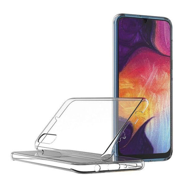För Samsung Galaxy A50 SM-A505F 6,4": Silikonbakfodral 360° fullt skydd fram och bak - TRANSPARENT TRANSPARENT