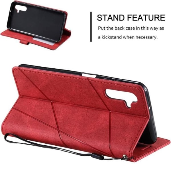 Fodral för Samsung Galaxy A05, rött, stötsäkert skydd med justerbar Kickstand Retro Lädereffekt (ej för Galaxy A05s)