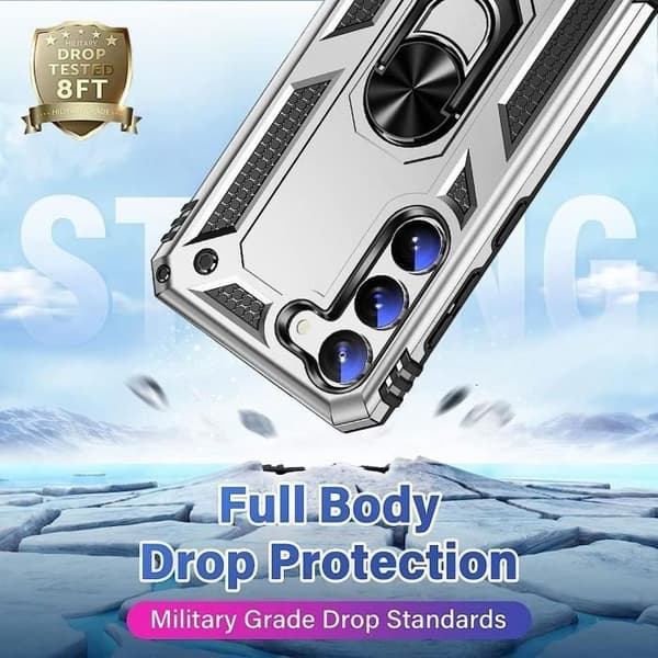 Coque för Samsung Galaxy S23 FE - Silver - Förstärkt Stöttålig - 360° Stöd Silver