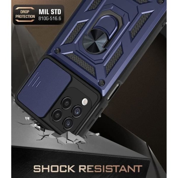 Fodral för Samsung A22 4G (6,4 tum) Marinblå Army Style kameraskydd Förstärkt kant hård ring baksida anti-skrapa