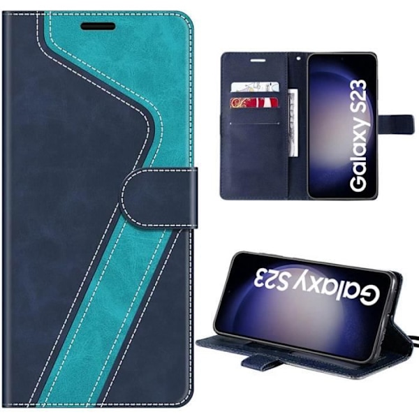Skyddskal - BOOLING - Samsung Galaxy S23 - PU-läder och TPU - Abstrakt Mönster - Mörkblå Blå
