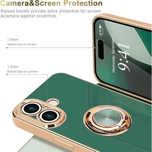 Skyddande Skal - BOOLING - iPhone 16 - Stötsäker - Repfria - Ultra Tunn - Mörkgrön Midnattsgrönt