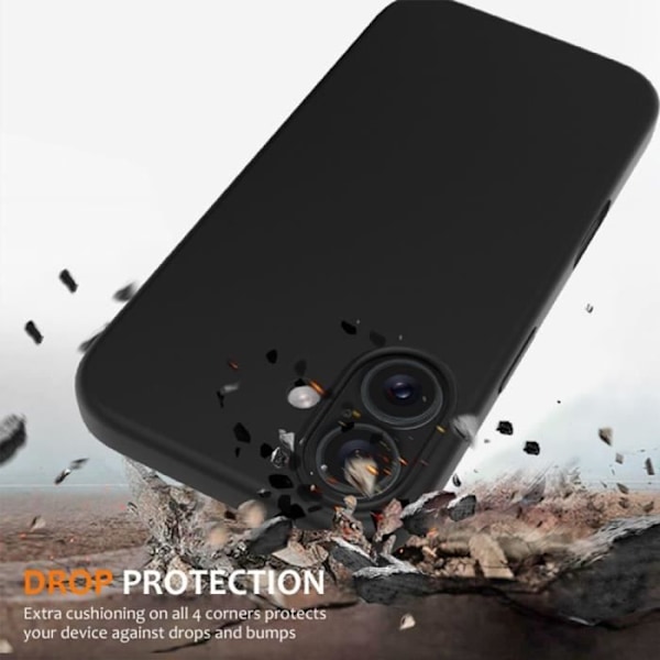 Coque - MÄRKE - iPhone 16 Plus - Mjuk Silikon - Stöttefria - Elastisk Snodd Svart