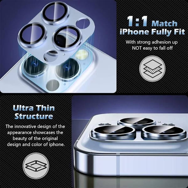 Skydd för bakre kamera - BOOLING - iPhone 13 Pro / Pro Max - Härdat glas - Repbeständig - Blå Klarblå