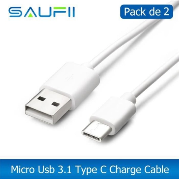 [2 st]SAUFII USB C-kabel USB 2.0 1m Typ C-kabel Laddare Synkdata- och laddarkabel för ZUK Z1 Z2 NEXUS 6P 5X Macbook Nokia N1