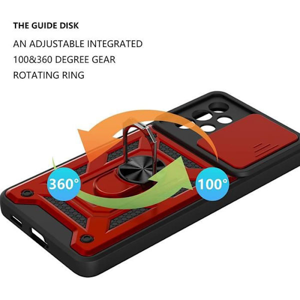 Fodral för Samsung A53 5G (6,5 tum) Red Hard Army Style Kameraskydd Stötsäker Ring Baksida Anti-Scratch Röd