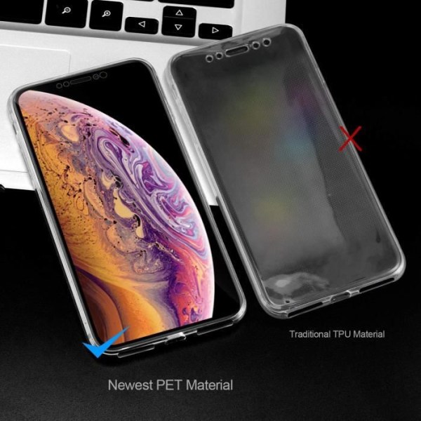 360 graders fodral IPhone XS max Silikongel Fullt skydd Transparent, stötsäker för IPhone XS max + Multi Band Vit Transparent