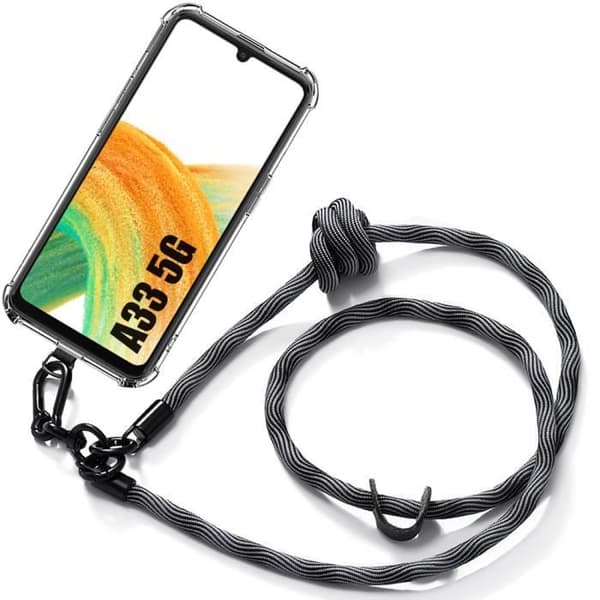 Coque - BOOLING - för Samsung Galaxy A33 5G - Stötabsorberande skydd - Robust rem - Grå Grå