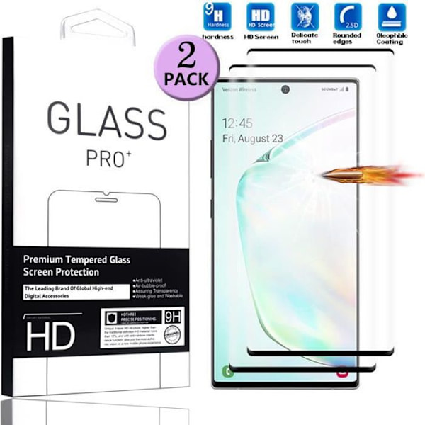 Skärmskydd - Samsung - Galaxy Note 10 - Härdat glas - 2 st - Fullständigt skydd