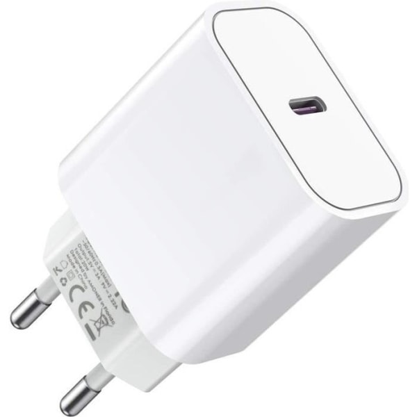 18W/20W USB C PD Laddare, USB Typ C Hemladdare Väggadapter Strömförsörjning 3.0/3.1 Snabbladdning för iPhone 12/13 Vit