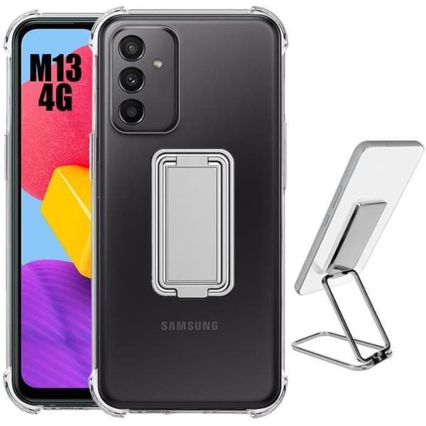 Silikonskal - Samsung - Galaxy M13 - Transparent - Stötsäker - Justerbart Stöd Transparent