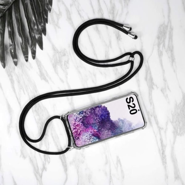 Halsbandsfodral för Samsung S20 (6,2") Slim Transparent TPU med halsband Rosa