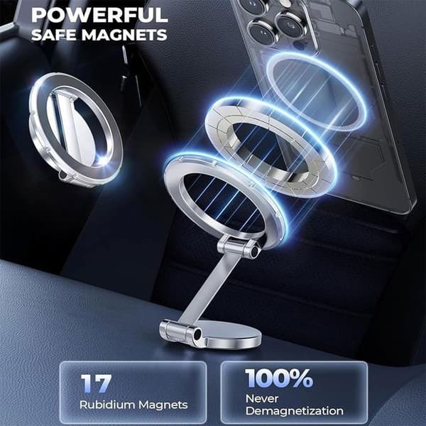 Magnetisk Telefonstöd - BOOLING - Fällbart Rotativt - Silver - Kompatibel med iPhone 12+ Silver