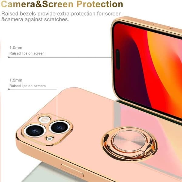 Skyddsskal - BOOLING - för iPhone 15 - Rosa - Flexibelt - Justerbart stativ Rosa
