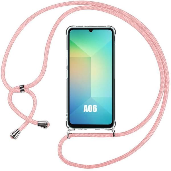 Coque för Samsung Galaxy A06, Stöttålig med Rosa Snöre - BOOLING® Transparent