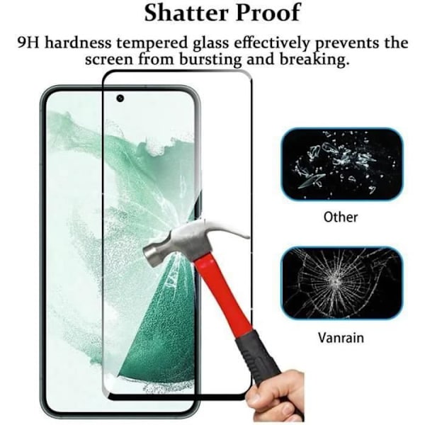 Helhärdat glas för Samsung S22 Plus - PROSHOP - Paket med 3 - 9H Resistance - Svart Transparent med svart kant