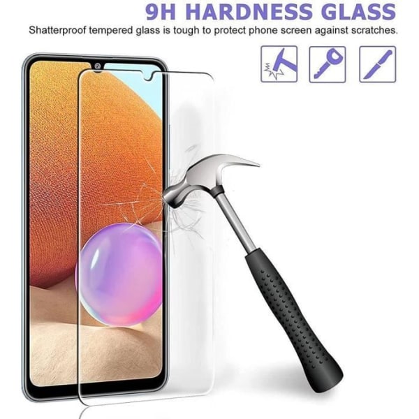 Härdat glas för Samsung A32 4G (6,4") paket med 2 skärmglasfilmer Säkert repskydd