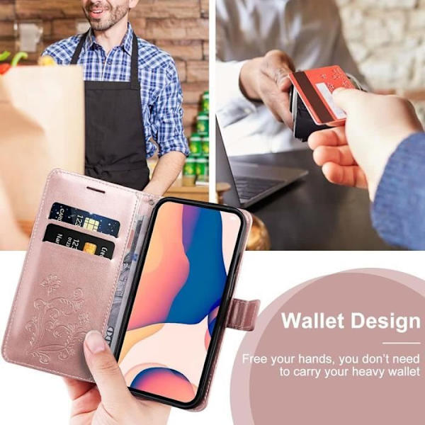 Skyddsskal - Samsung - Galaxy A05s - Fjärilmönster - Syntetläder - Rosa Rosa