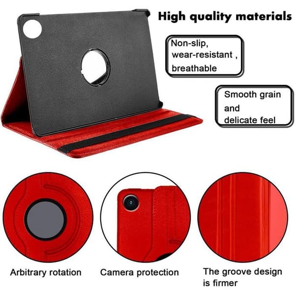 Coque - BOOLING - för Samsung Galaxy Tab A11 Plus / A9 Plus - Skydd Rotationsfodral - Röd Röd