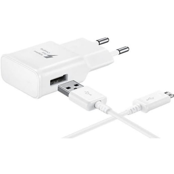 Samsung Galaxy S6 snabbladdare 1,2 m kabel för mikro-USB-smarttelefoner, 5V, 2A, vit