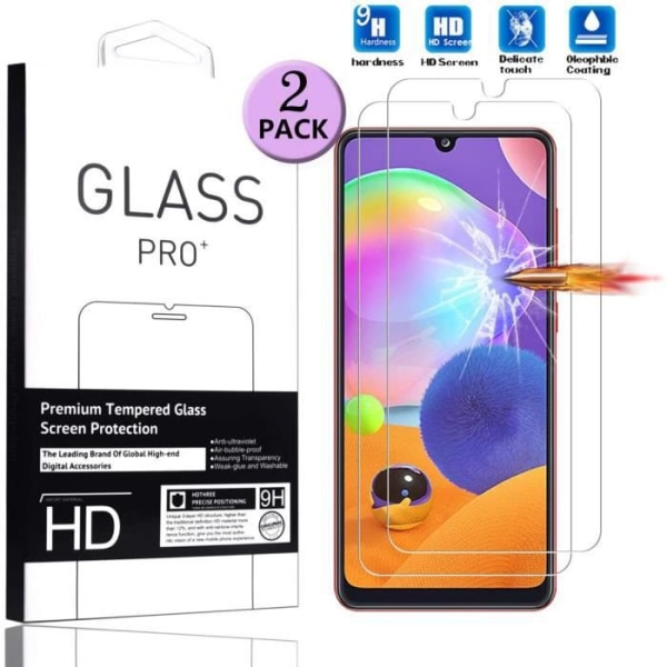 för Samsung Galaxy A31 härdat glas Touch Screen Protector Film Anti-damm Bubble Free Screen Protector för Samsung