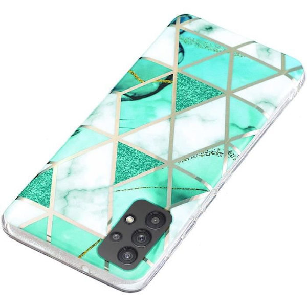 Fodral för Samsung Galaxy A52s 5G A52 4G-5G + 2x härdat glas, turkos marmormönster Mjukt TPU-skydd Turkos