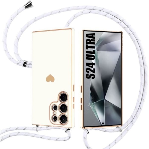 Skyddsskal - BOOLING - Samsung Galaxy S24 Ultra - Hjärtmotiv - Mjuk - Vit Vit