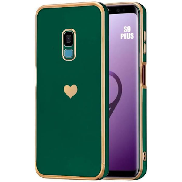 Samsung Galaxy S9+ (S9 Plus) Hjärtmönster Anti-Scratch Mjuk TPU Lyxfodral - Midnattsgrön Nattgrönt