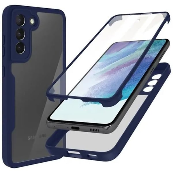 Fodral för Samsung S21 FE (6,4") Marinblått 360-graders skydd Solid Förstärkt kant Styv Tjock