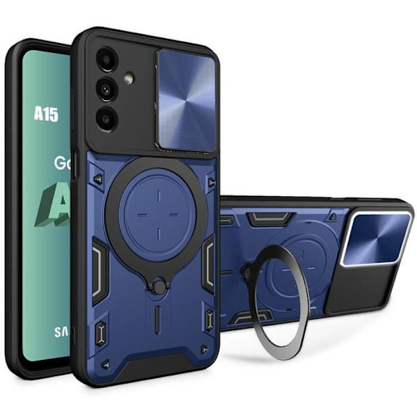 Skyddande fodral - Samsung - Galaxy A15 4G-5G - Marinblå - Stötsäker - Inbyggt stativ marinblå