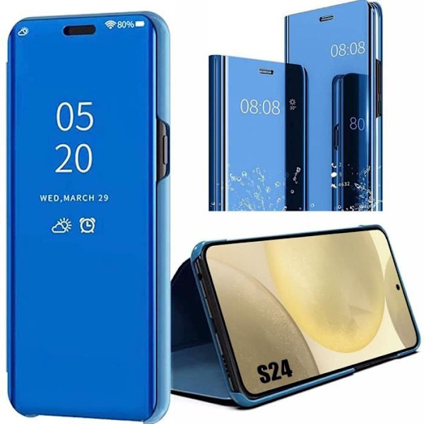Fodral till Samsung Galaxy S24 - Spegeleffekt Tanlucent Fönster Förstärkt Skydd Blå