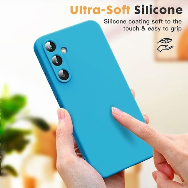 Coque för Samsung Galaxy S25 - Flytande Silikon Blå + 2 Härdat Glas - BOOLING® Blå