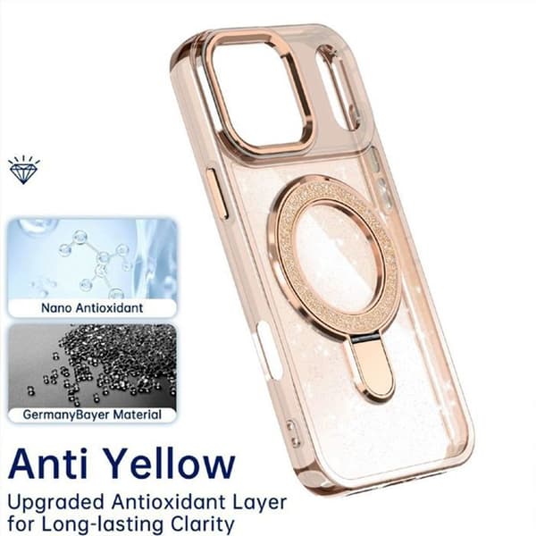Skyddsskal - BOOLING - för iPhone 17 Pro Max - med Glittrande Guld Magnetiskt Cirkelsystem - 2 Glas gyllene